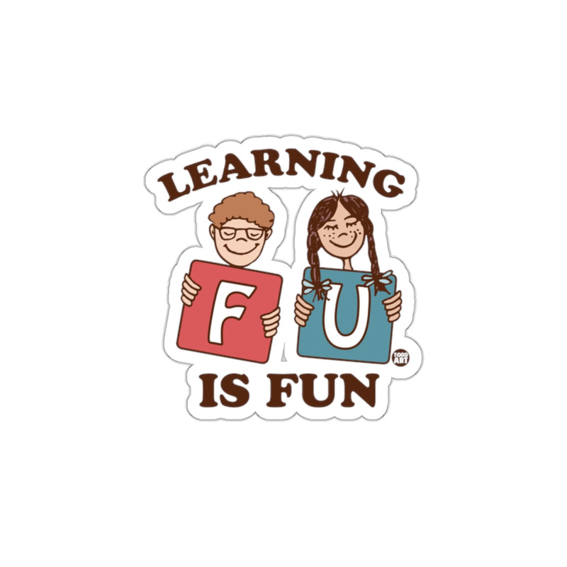 Load image into Gallery viewer, Learning Is Fun Kids Holding Letters Fun Sticker
