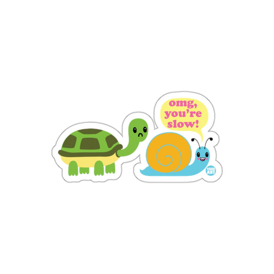Cartoon Turtle and Snail with Funny Text Sticker