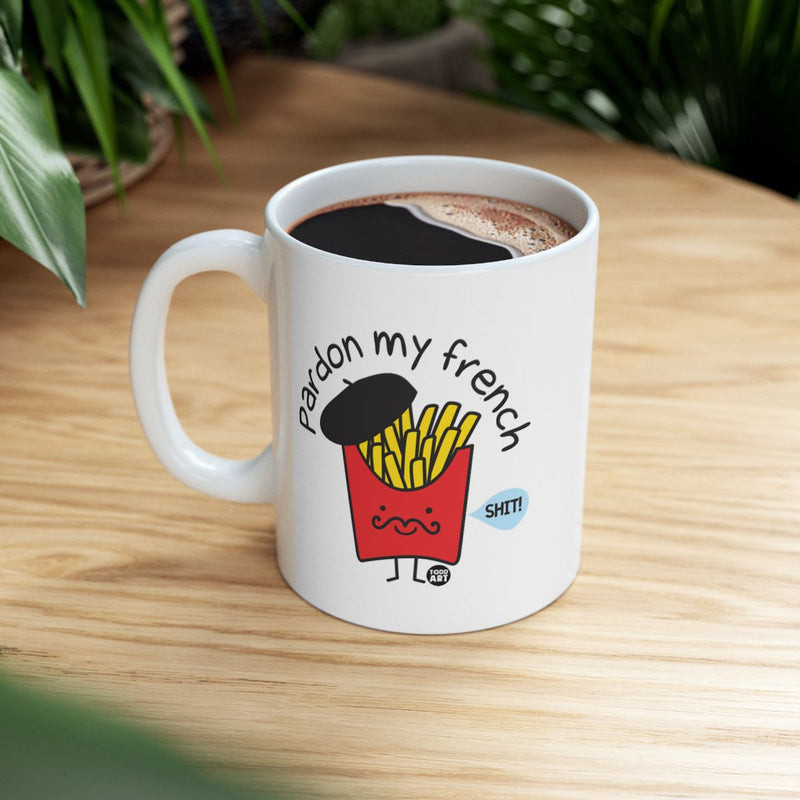 Load image into Gallery viewer, Pardon My French Mug with Funny Fries Design
