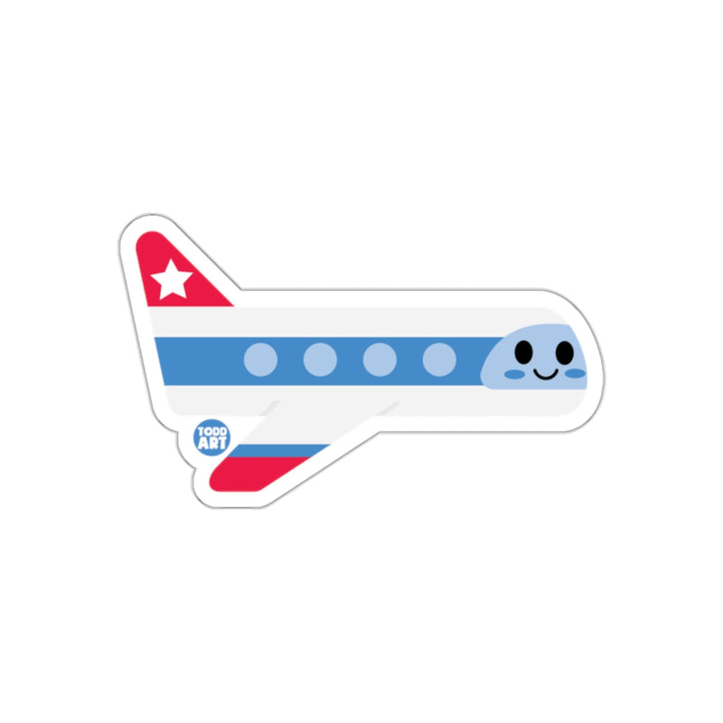 Load image into Gallery viewer, Smiling Airplane Sticker with Fun Star Design

