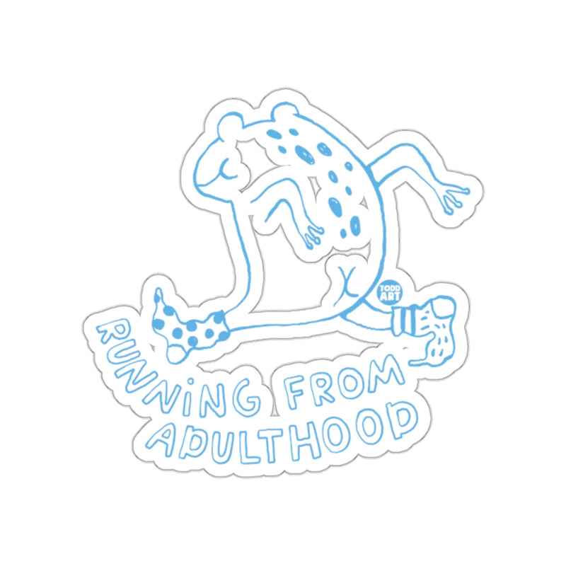 Load image into Gallery viewer, Running From Adulthood Blue Cartoon Character Sticker

