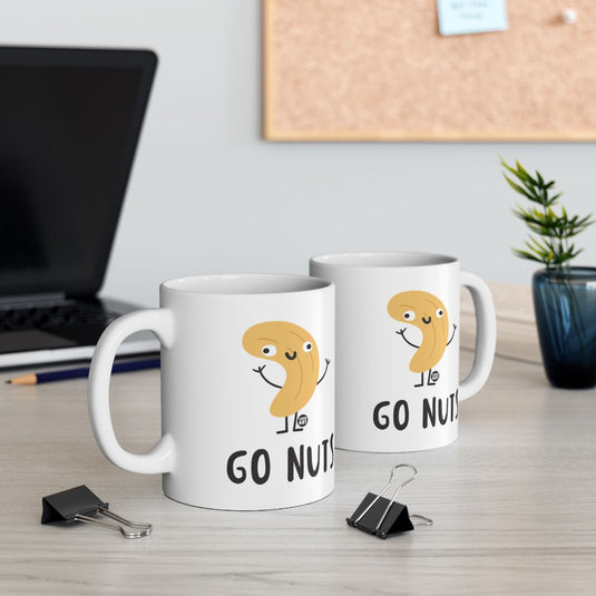 Go Nuts Coffee Mug with Cute Cartoon Peanut Design