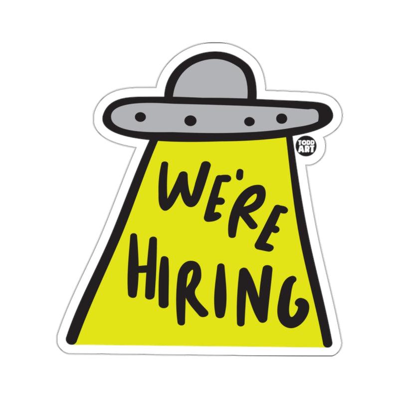 Load image into Gallery viewer, We're Hiring UFO with Yellow Beam Sticker
