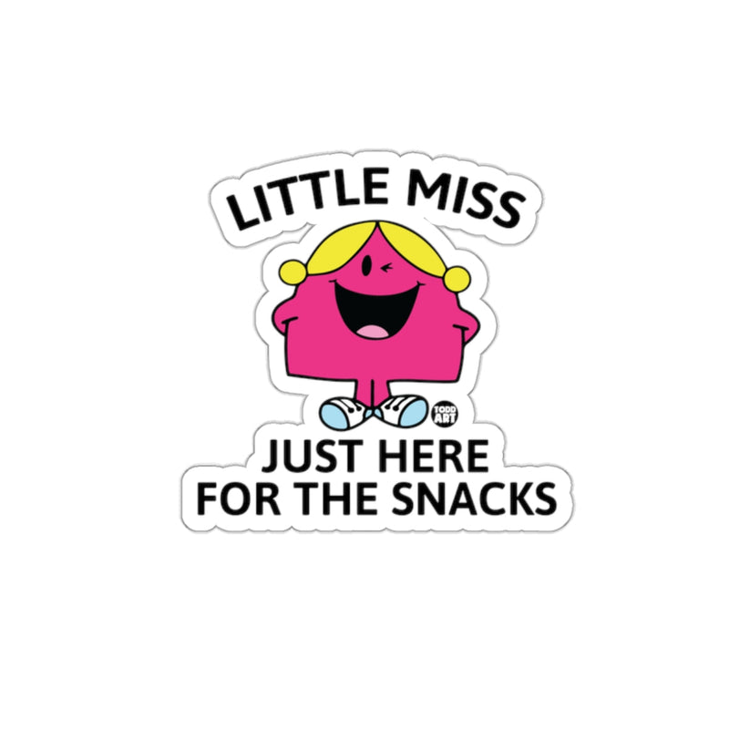 Load image into Gallery viewer, Little Miss Just Here For The Snacks Design sticker

