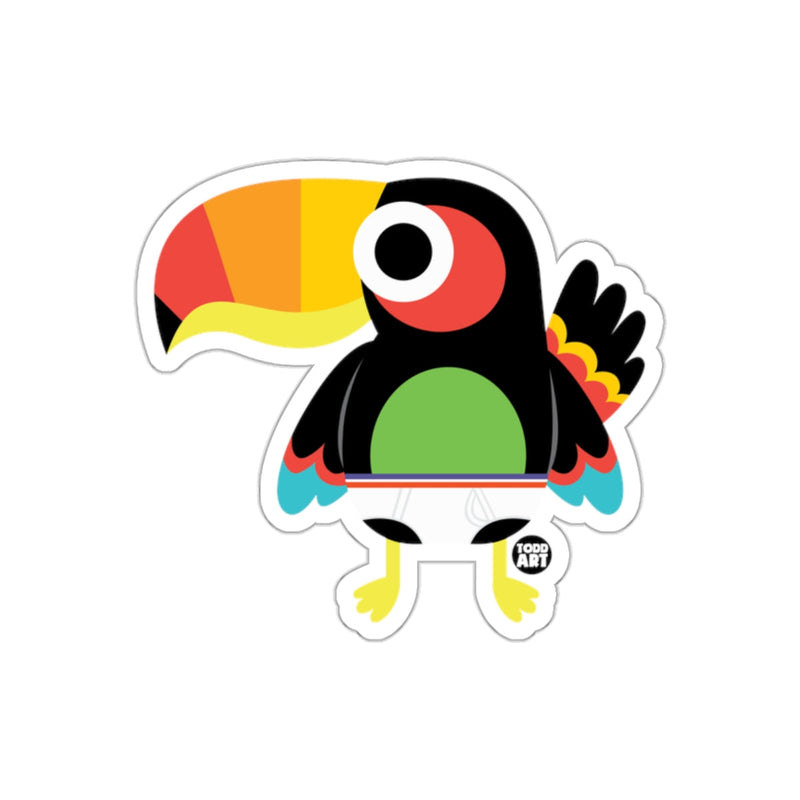 Load image into Gallery viewer, Colorful Cartoon Toucan Wearing Diaper Sticker
