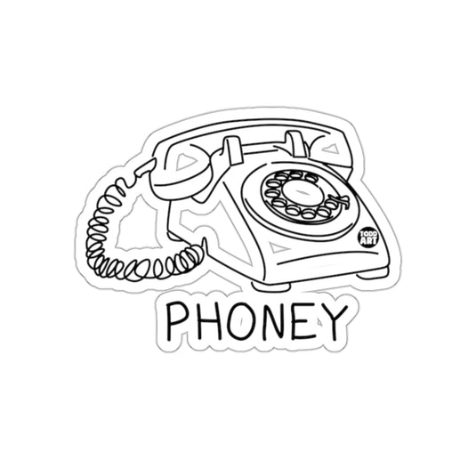 Retro Telephone Phoney Sticker Black and White Design