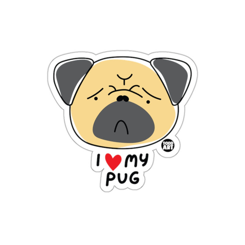 Load image into Gallery viewer, Cute I Love My Pug Cartoon Artwork Sticker
