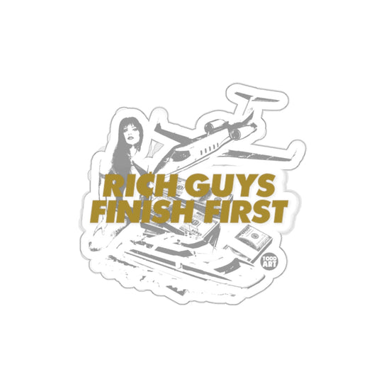 Rich Guys Finish First Sticker with Airplane and Cash