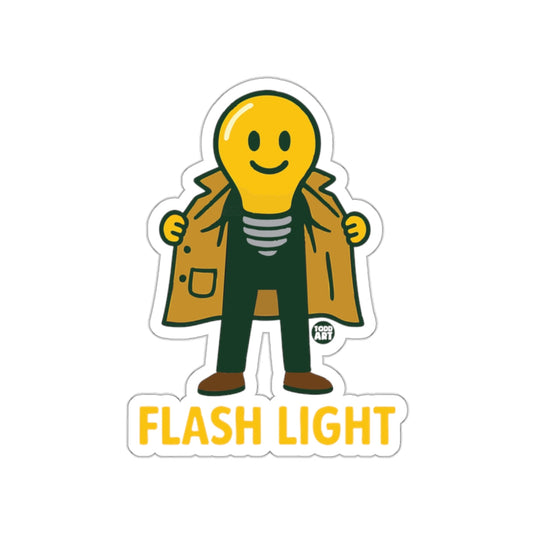 Flash Light Cartoon Sticker with Yellow Smiling Bulb