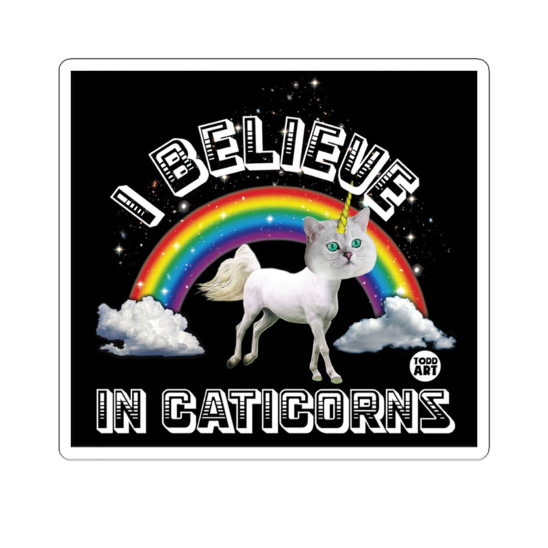 Load image into Gallery viewer, I Believe in Caticorns Rainbow Unicorn Cat Sticker
