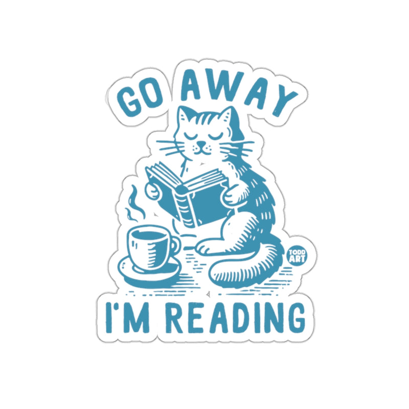 Load image into Gallery viewer, Go Away I'm Reading Cat Sticker for Book Lovers
