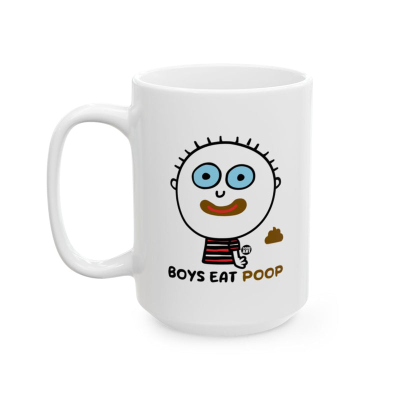 Load image into Gallery viewer, Boys Eat Poop Design on White Ceramic Mug

