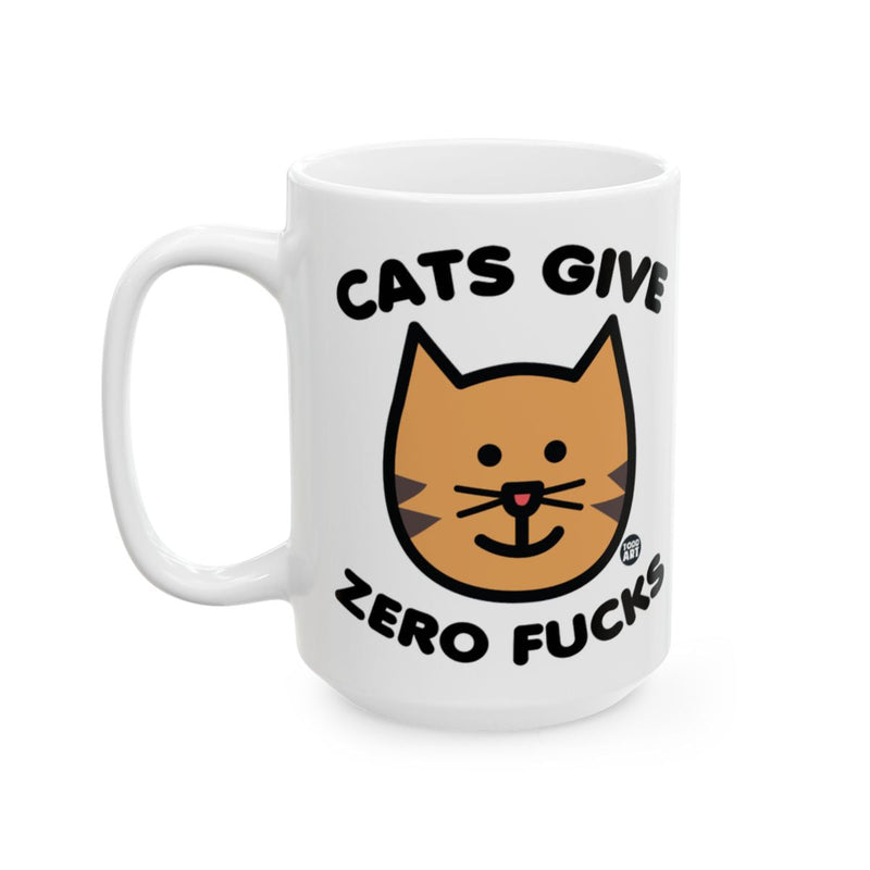 Load image into Gallery viewer, Funny Cats Give Zero Fucks White Coffee Mug
