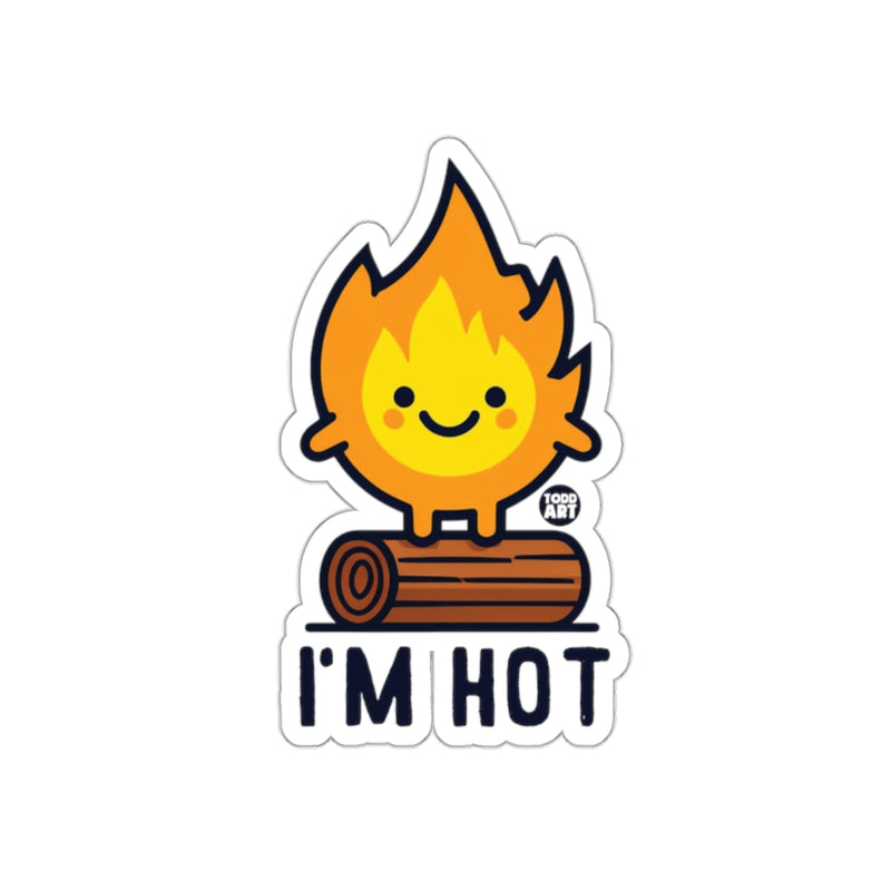 Load image into Gallery viewer, I'm Hot Cute Smiling Fire and Log Sticker

