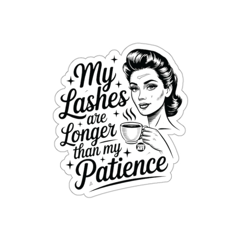 Load image into Gallery viewer, Lashes Longer Than Patience Retro Woman With Coffee sticker

