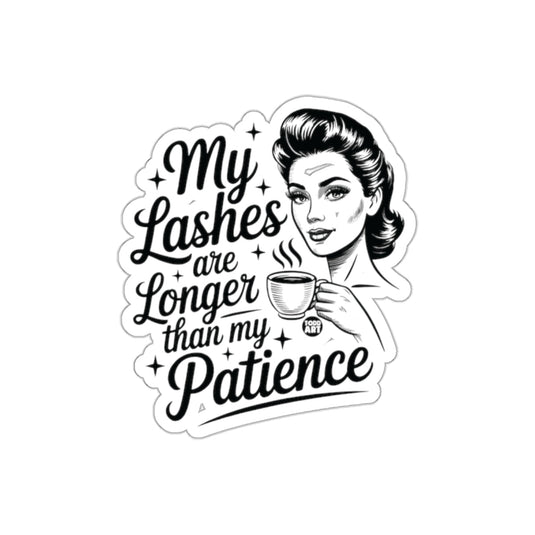 Lashes Longer Than Patience Retro Woman With Coffee sticker