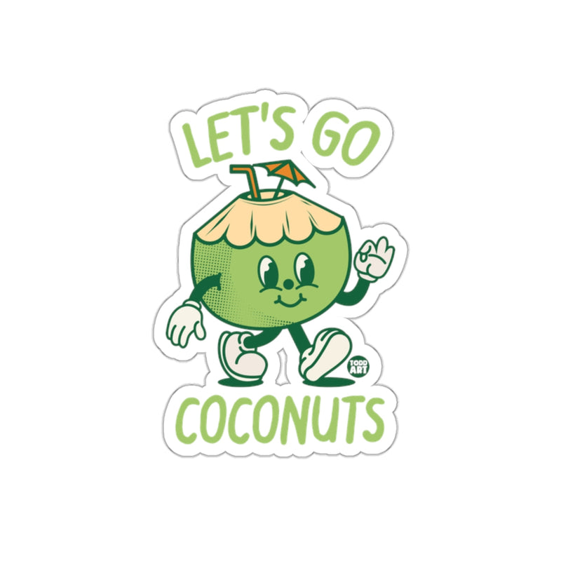 Load image into Gallery viewer, Let's Go Coconuts Cartoon Sticker Fun Tropical Decor
