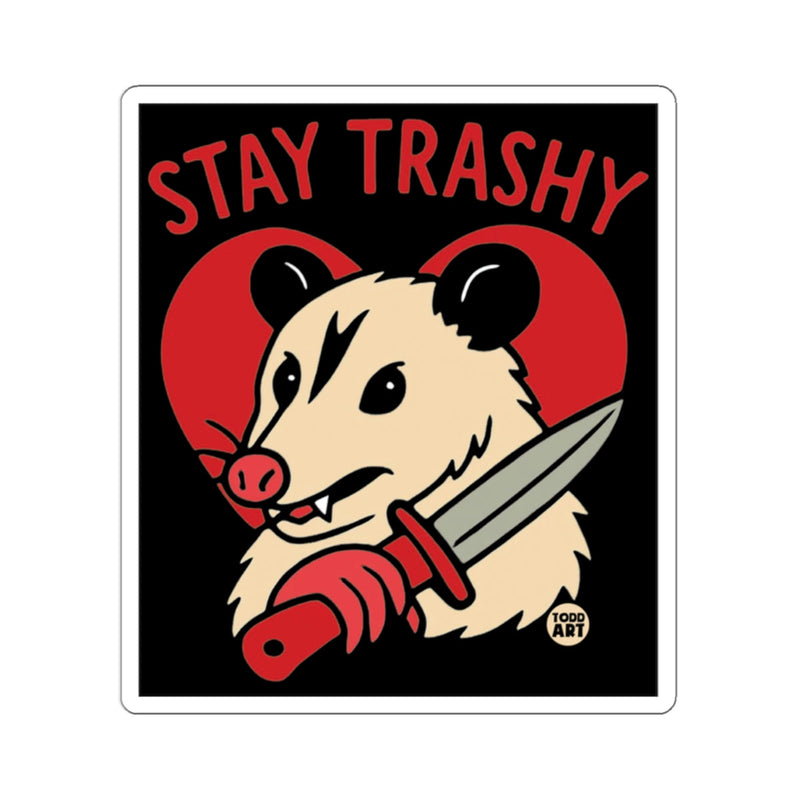 Load image into Gallery viewer, Stay Trashy Opossum Knife Red Heart Graphic 
