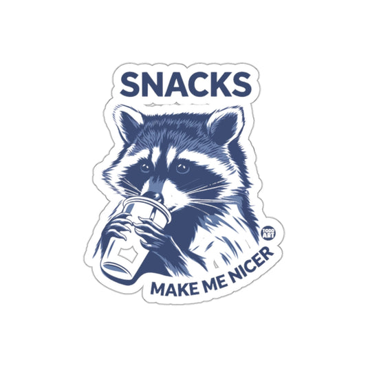 Snacks Make Me Nicer Raccoon Drinking Art Design sticker