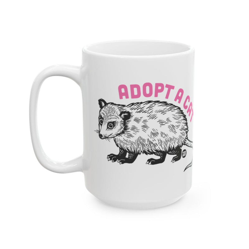 Load image into Gallery viewer, Adopt A Cat Opossum Drawing White Coffee Mug
