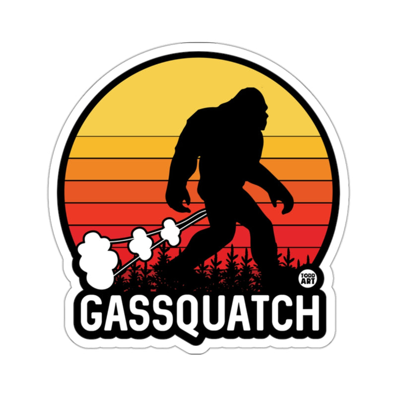 Load image into Gallery viewer, Gassquatch Silhouette on Sunset Background Sticker
