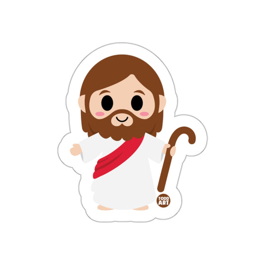 Cute Cartoon Jesus with Staff Sticker for Decoration