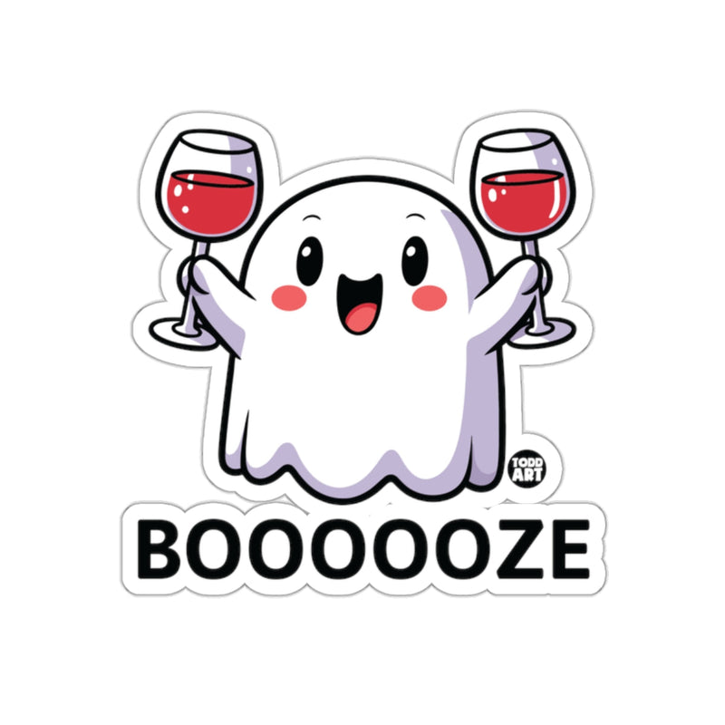 Load image into Gallery viewer, BOOOOZE Ghost with Wine Halloween Sticker

