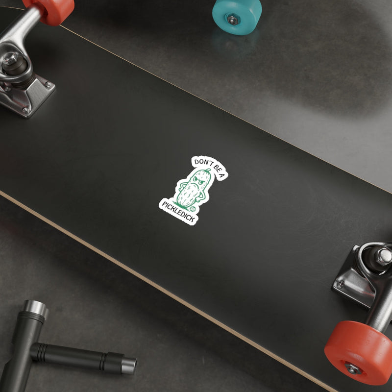 Load image into Gallery viewer, Don't Be A Pickledick Angry Pickle Cartoon Art sticker
