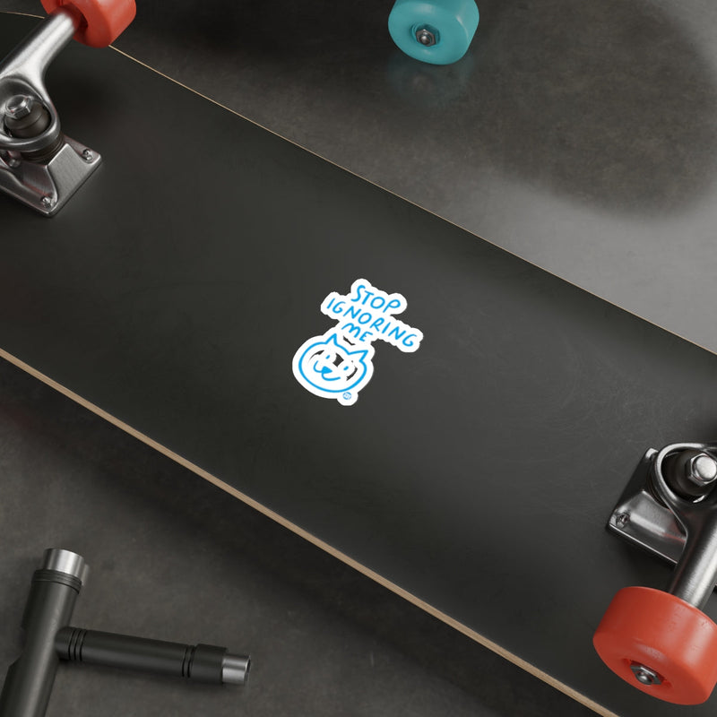 Load image into Gallery viewer, Stop Ignoring Me Cat Sticker on Skateboard Product
