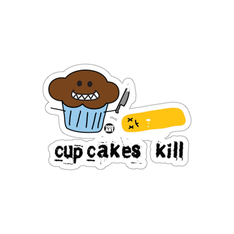 Load image into Gallery viewer, Cupcakes Kill Sticker with Fun Illustrated Design
