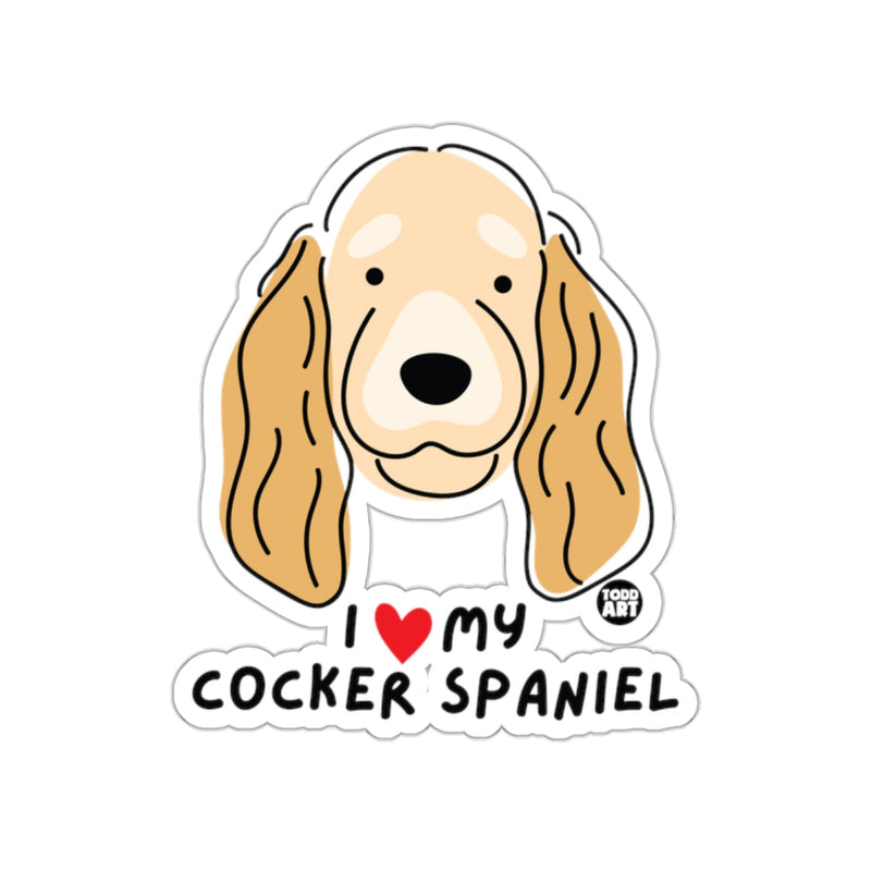 Load image into Gallery viewer, I Love My Cocker Spaniel Cartoon Design Sticker

