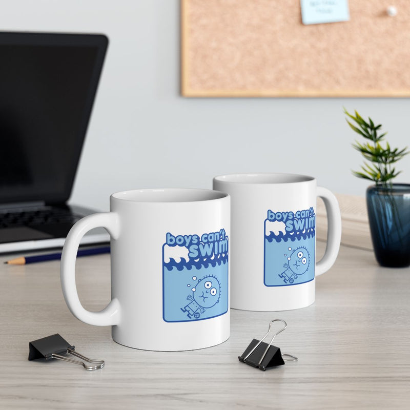 Load image into Gallery viewer, Boys Can Swim Mug with Fun Cartoon Print

