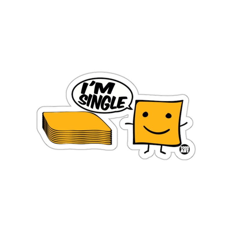 Load image into Gallery viewer, I'M SINGLE Smiling Cheese Stack Sticker Design
