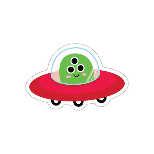Cute Alien in Spaceship Sticker for Kids Collection