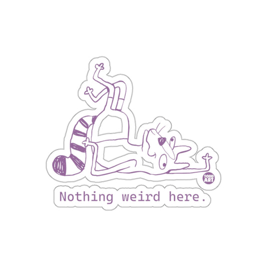Nothing Weird Here Purple Cat Sticker