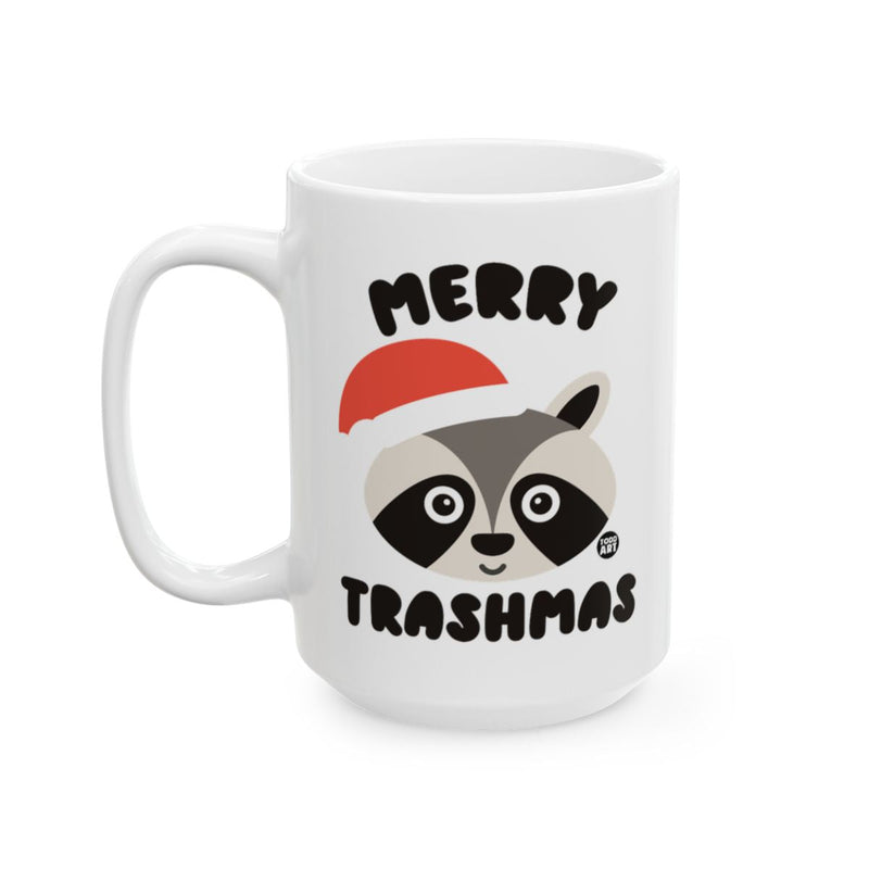 Load image into Gallery viewer, Merry Trashmas Cute Raccoon with Santa Hat Mug
