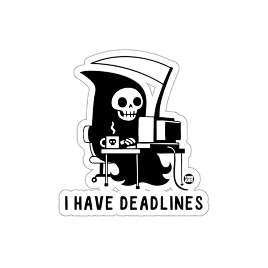 I Have Deadlines Grim Reaper Working at Computer sticker