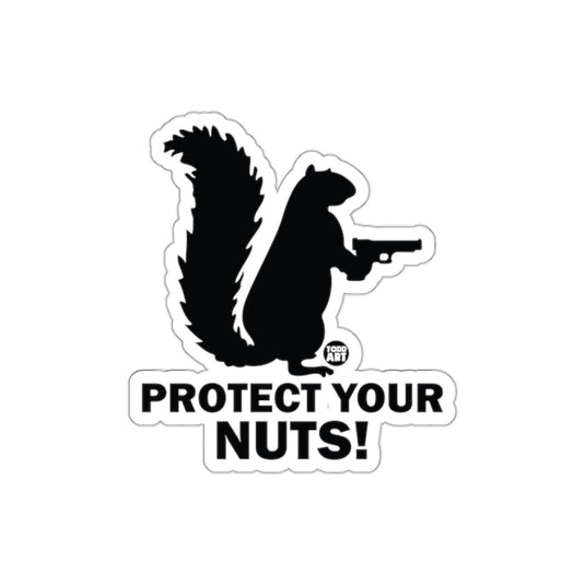 Protect Your Nuts Armed Squirrel Funny Image sticker