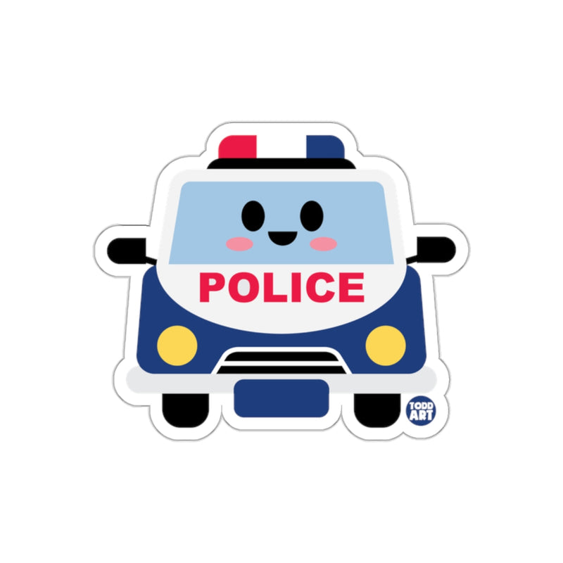 Load image into Gallery viewer, Cute Smiling Police Car with Red and Blue Lights Sticker
