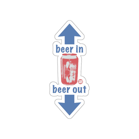 Beer In Beer Out Sticker with Up and Down Arrows