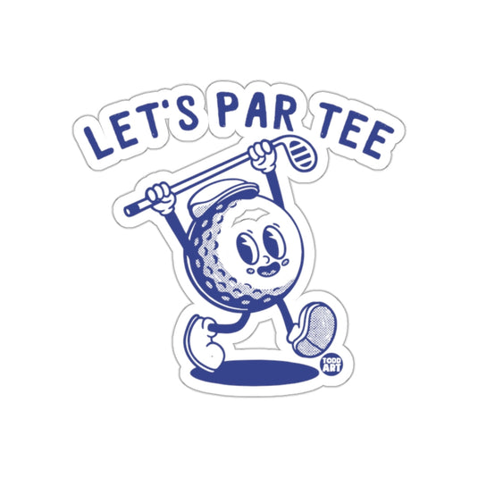 Cartoon Golf Ball Character with Lets Par Tee sticker