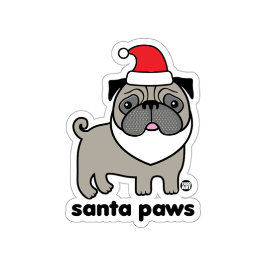Cute Santa Paws Pug Sticker for Holiday Festivities