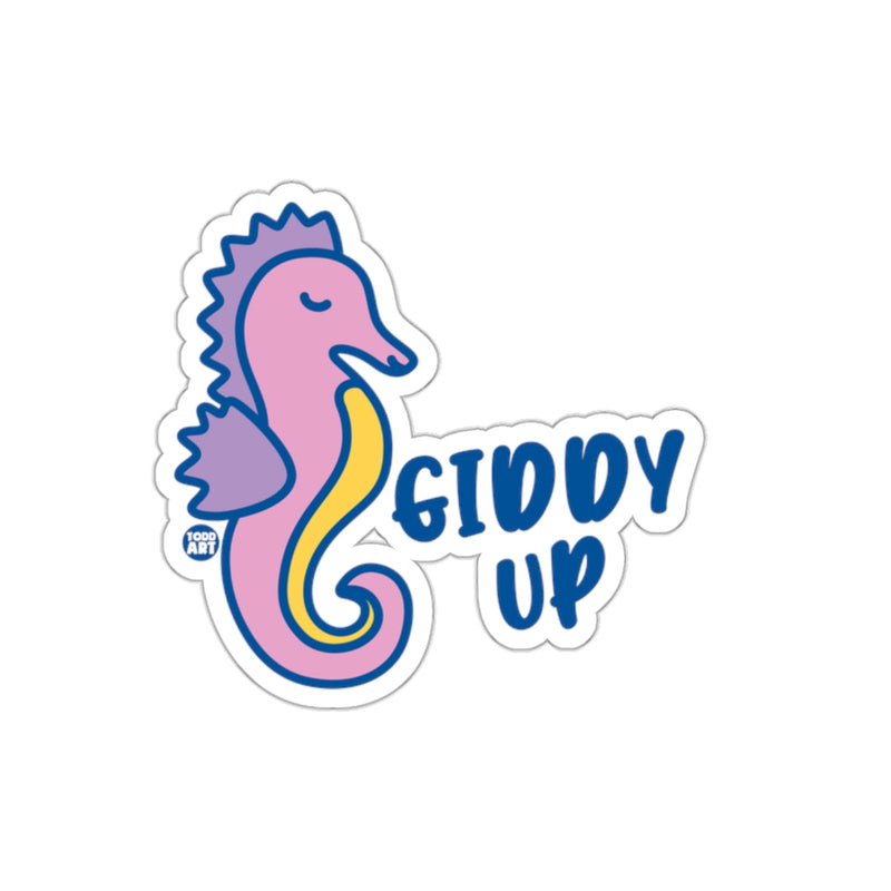 Load image into Gallery viewer, Giddy Up Seahorse Enthusiast Fun Sticker Product
