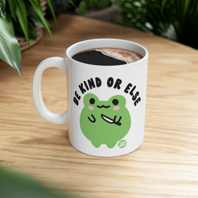 Load image into Gallery viewer, Be Kind Or Else Cute Frog Design Mug
