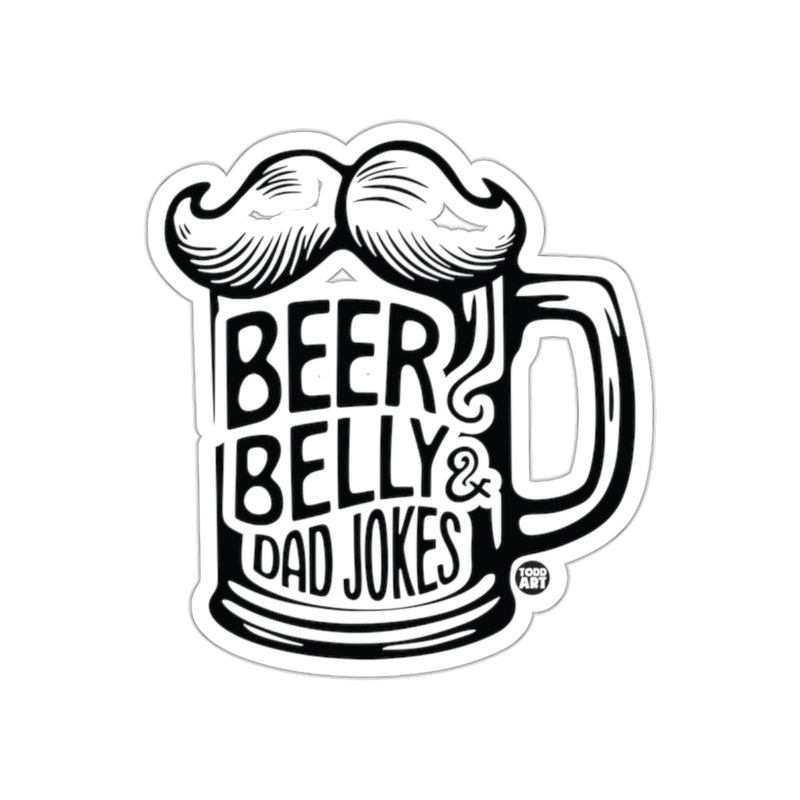 Load image into Gallery viewer, Beer Belly Dad Jokes With Mustache Beer Mug Design sticker
