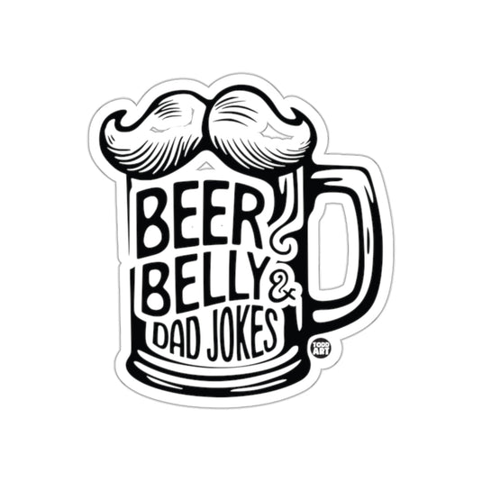 Beer Belly Dad Jokes With Mustache Beer Mug Design sticker