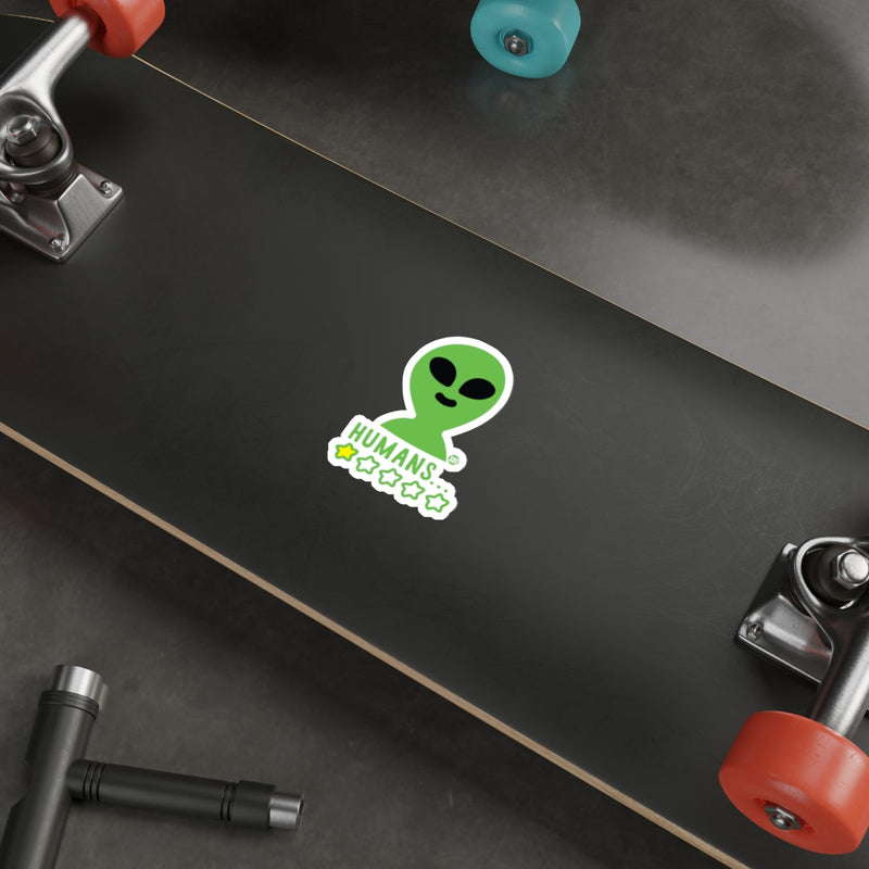 Load image into Gallery viewer, Funny Alien Sticker with 1 Star Rating Skateboard Decal
