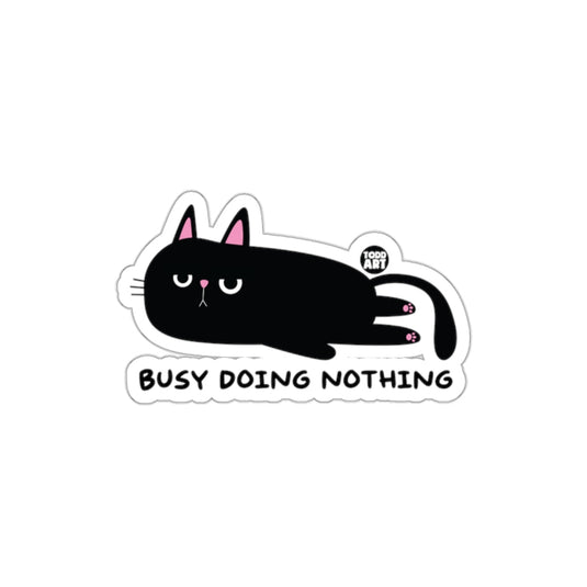 Lazy Black Cat Busy Doing Nothing Funny sticker