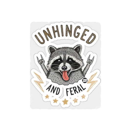 Unhinged And Feral Raccoon Doing Rock Sign Hand Pose sticker