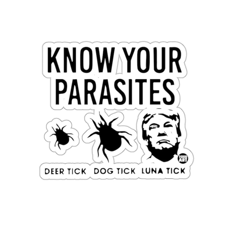Load image into Gallery viewer, KNOW YOUR PARASITES Deer Tick Dog Tick Luna Tick sticker 
